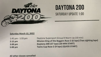 Latest Update: Revised Saturday Schedule For Daytona
