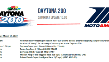 10 a.m. ET UPDATE: Revised Saturday Schedule For Daytona