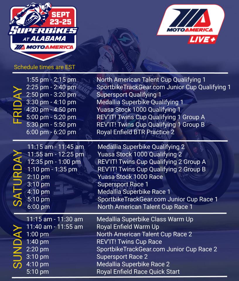 Live+ Schedule MotoAmerica