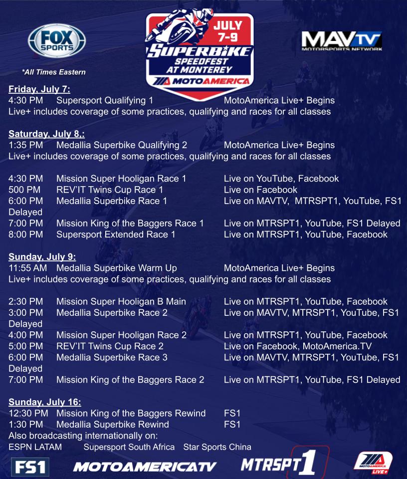 Broadcast Schedule MotoAmerica