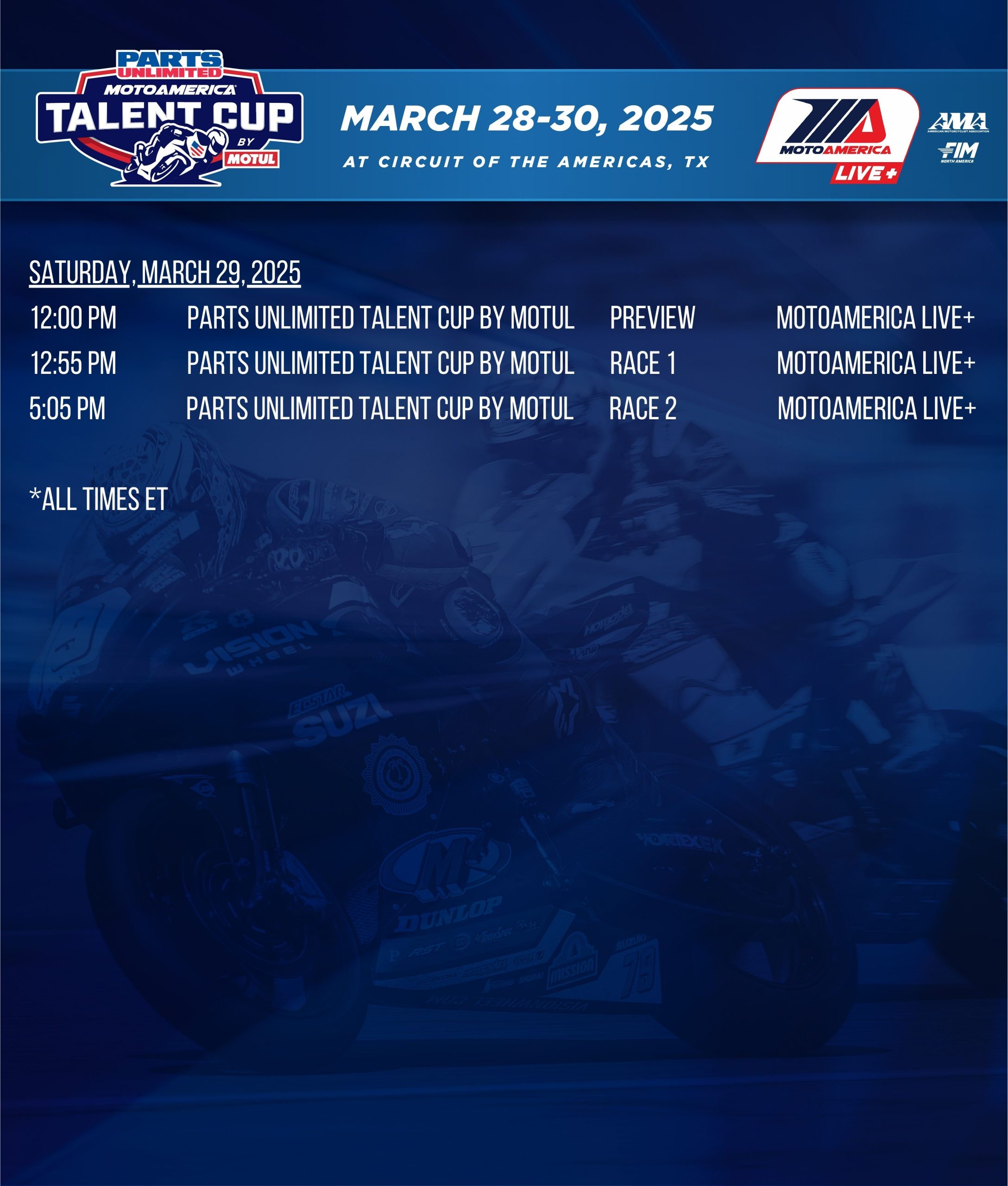 Live+ Schedule - MotoAmerica